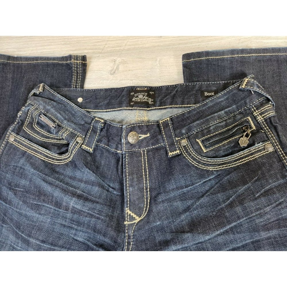 ROCK & REPUBLIC for Express Boot Cut Jeans Size 29 (MEASURE 32X30) - Picture 7 of 9